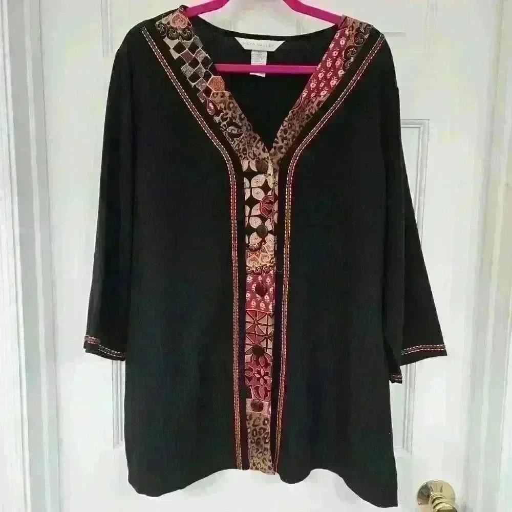 Napa Valley Tunic Black Blouse,XL